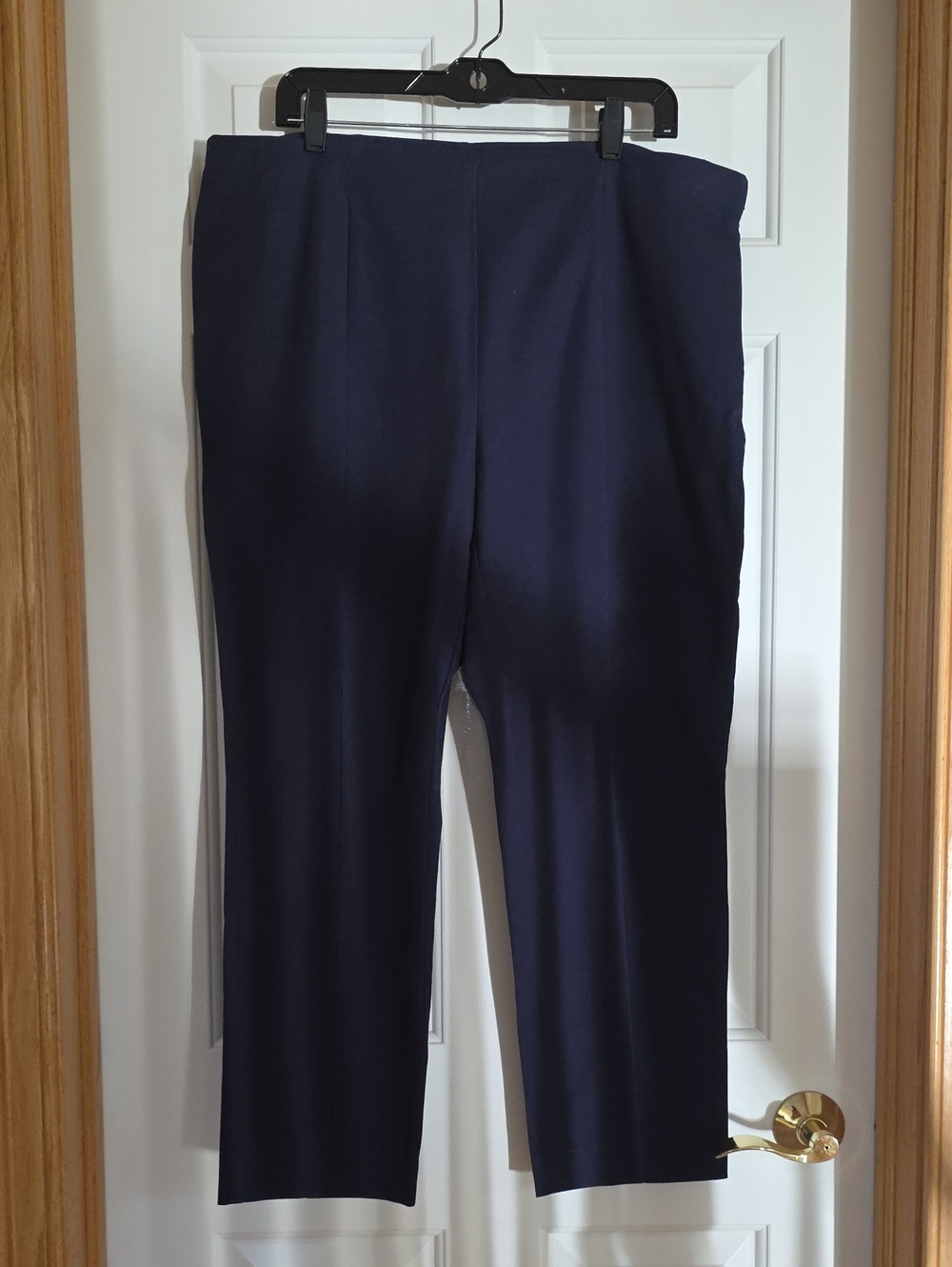 JM Collection Navy Side Zip Straight-Leg Pull-On Pants